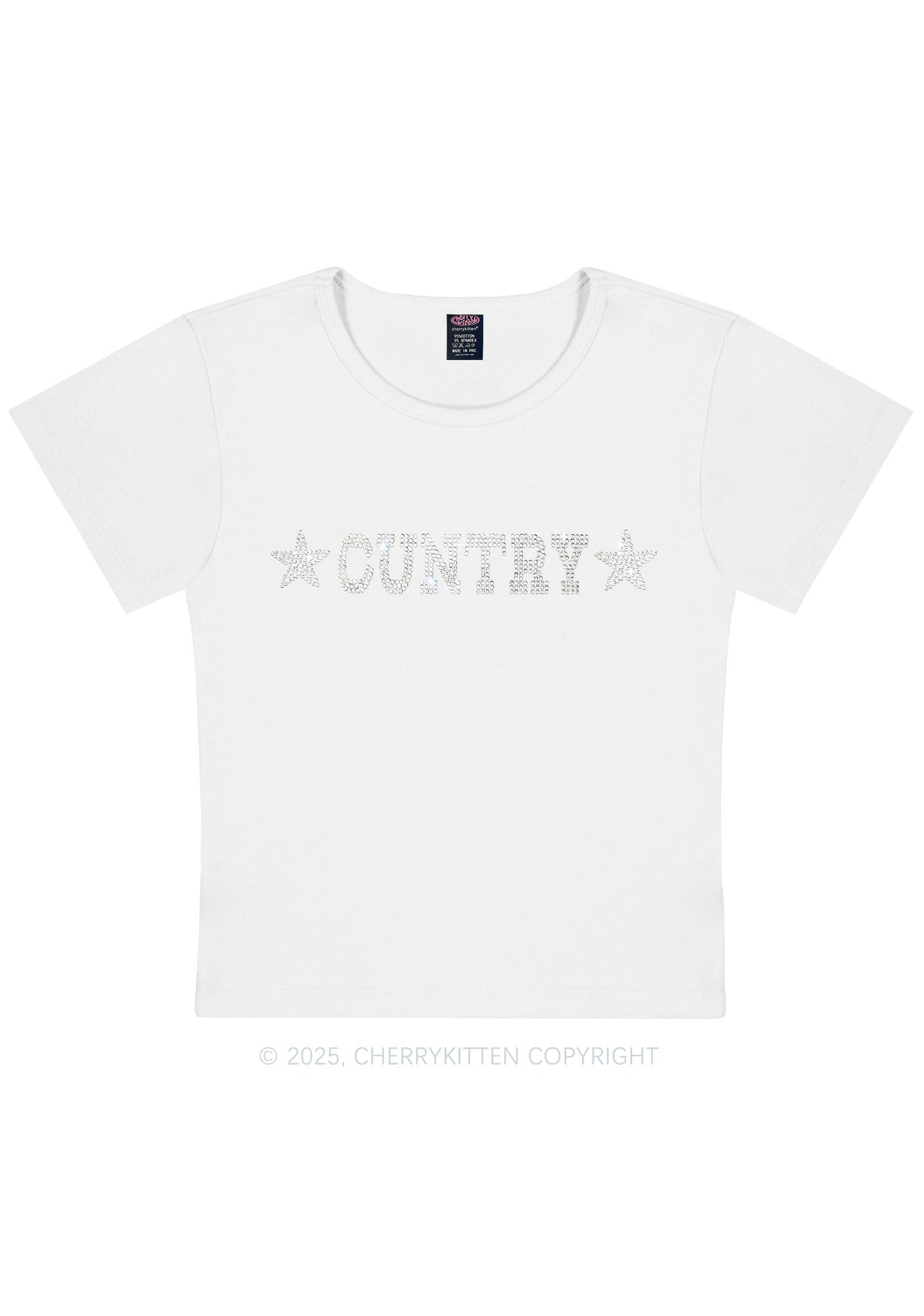 Rhinestone Cuntry Y2K Baby Tee Cherrykitten