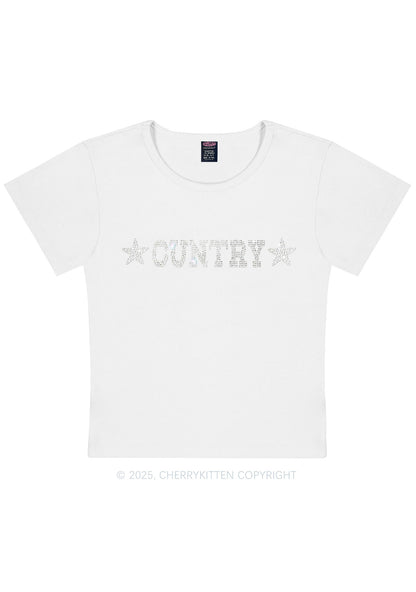 Rhinestone Cuntry Y2K Baby Tee Cherrykitten