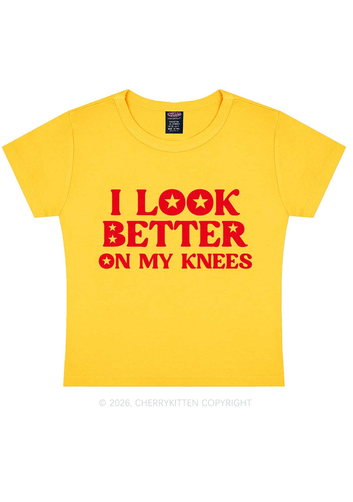 I Look Better On My Knees Y2K Baby Tee Cherrykitten