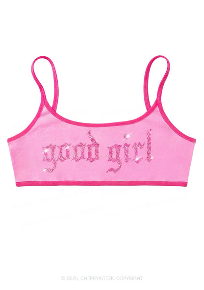 Rhinestone Good Girl Y2K Super Crop Cami Cherrykitten