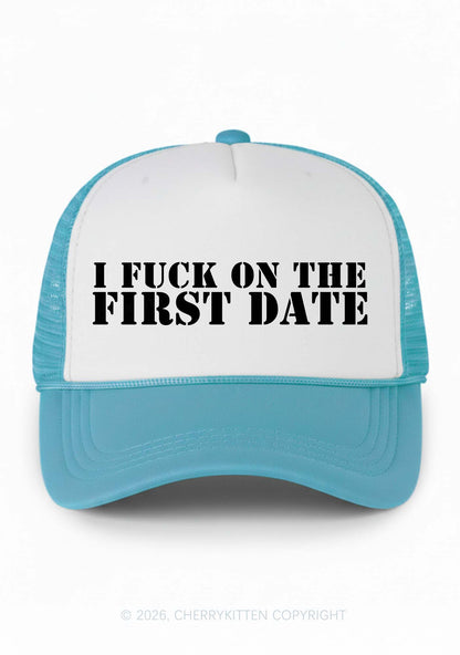 Fxxk On First Date Y2K Colorblock Trucker Hat Cherrykitten