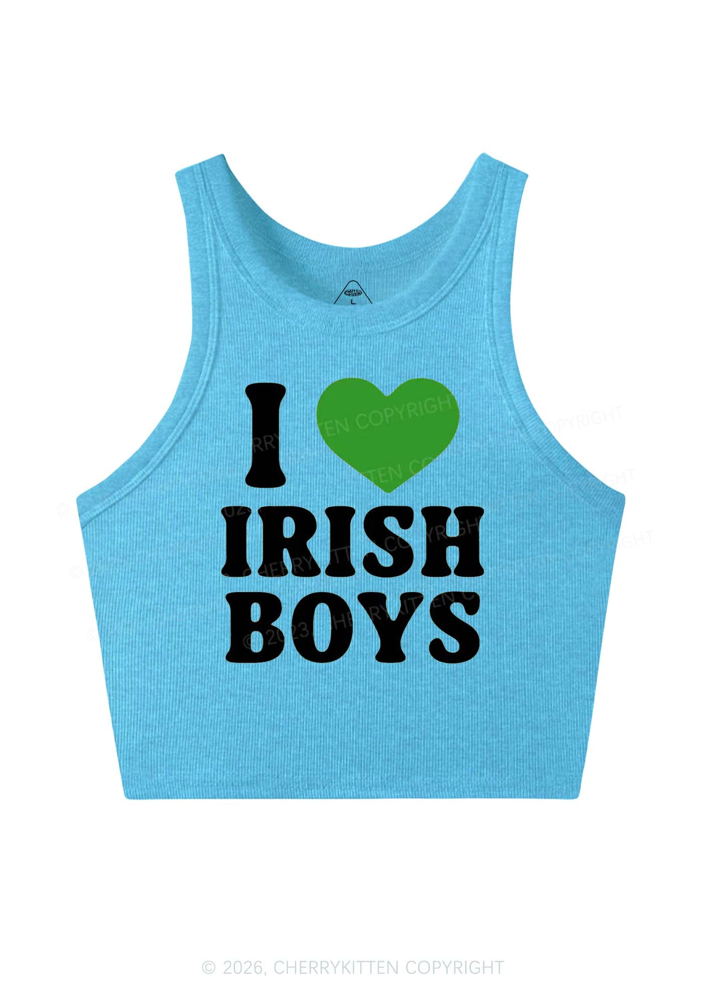 I Love Irish Boys St Patricks Y2K Crop Tank Top Cherrykitten