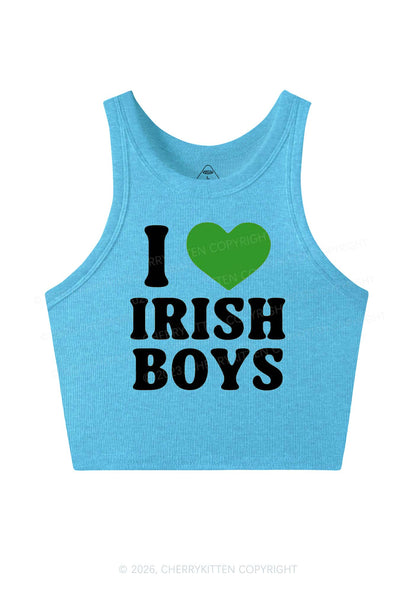 I Love Irish Boys St Patricks Y2K Crop Tank Top Cherrykitten
