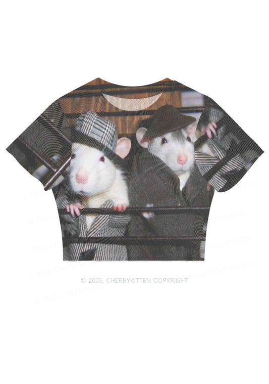 Gentlemen Rats Y2K Mesh Crop Top Cherrykitten