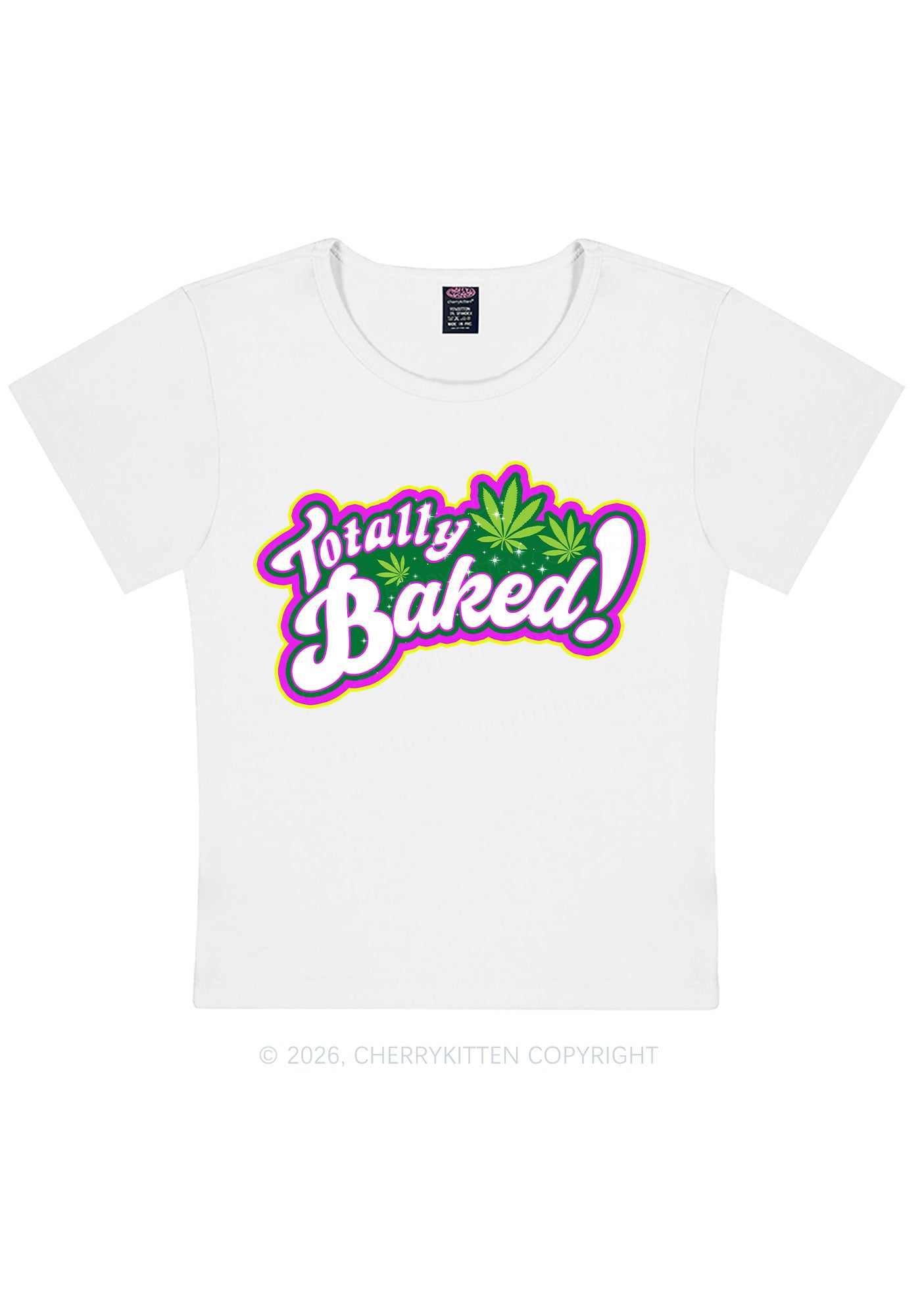Totally Baked Y2K Baby Tee Cherrykitten