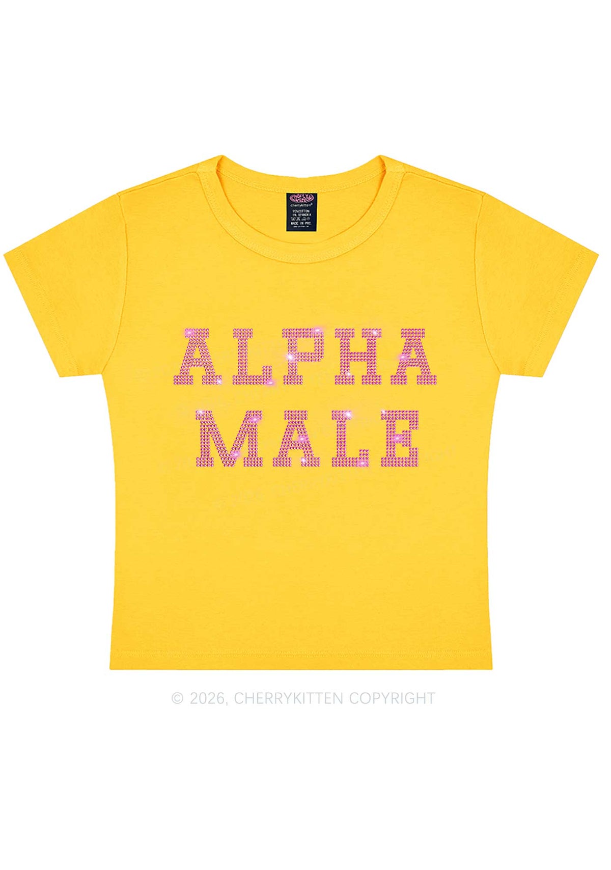 Rhinestone Pink Alpha Male Y2K Baby Tee Cherrykitten