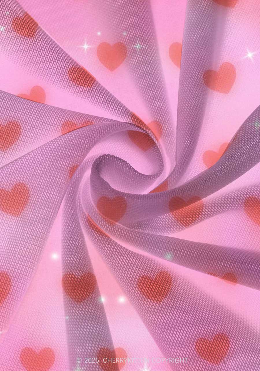 Shiny Love Y2K Print Mini Layered Skirt Cherrykitten