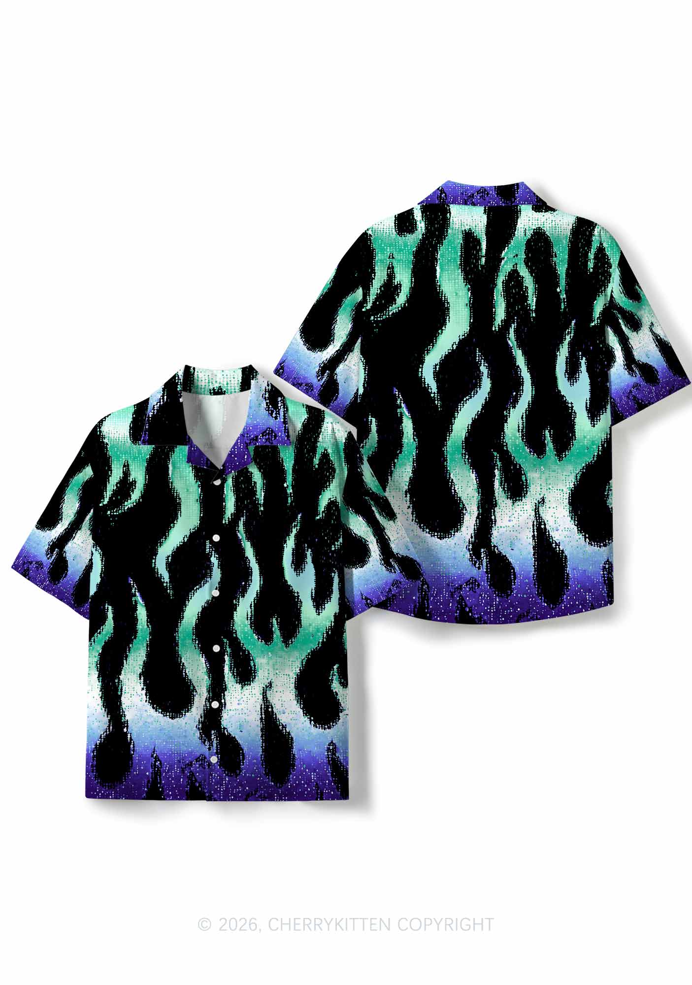 Gay Flame Pride Y2K Print Hawaiian Shirt Cherrykitten