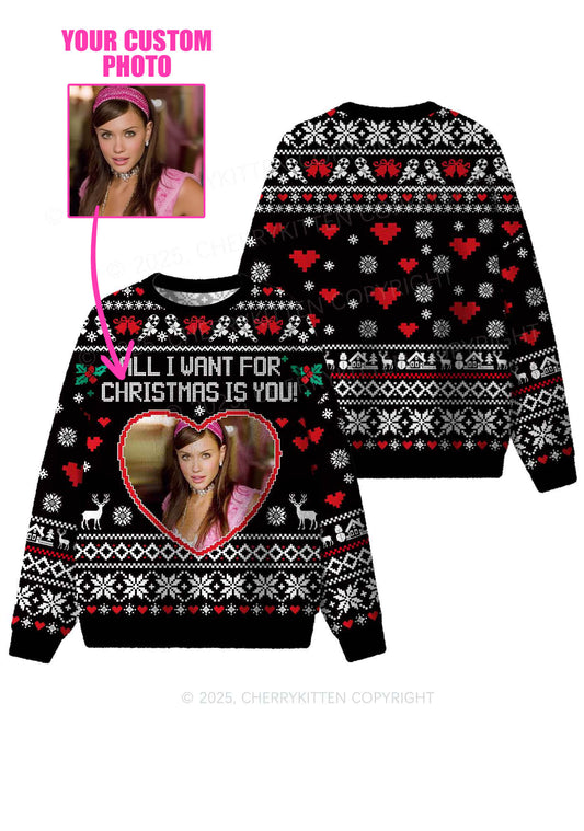 Custom All I Want For Christmas Y2K Christmas Knit Sweatshirt Cherrykitten