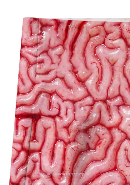 Halloween Fleshy Brain Texture Y2K Print Yoga Shorts Cherrykitten