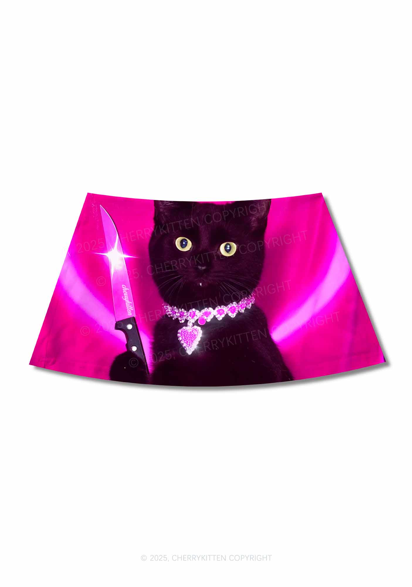 Halloween Cats Threat Y2K Print Mini Skirt Cherrykitten