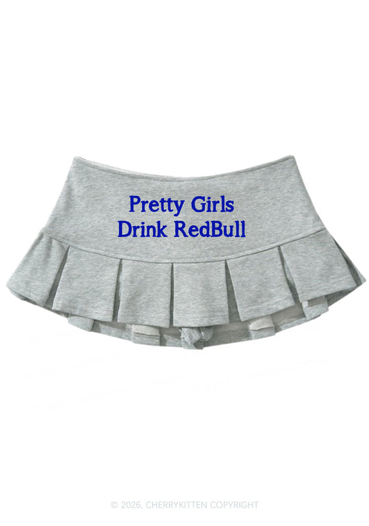 Pretty Girls Drink Red Y2K Mini Pleated Skirts Cherrykitten