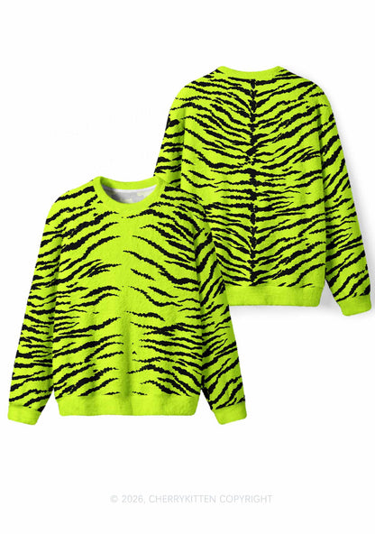 Green Zebra Y2K Knit Sweatshirt Cherrykitten