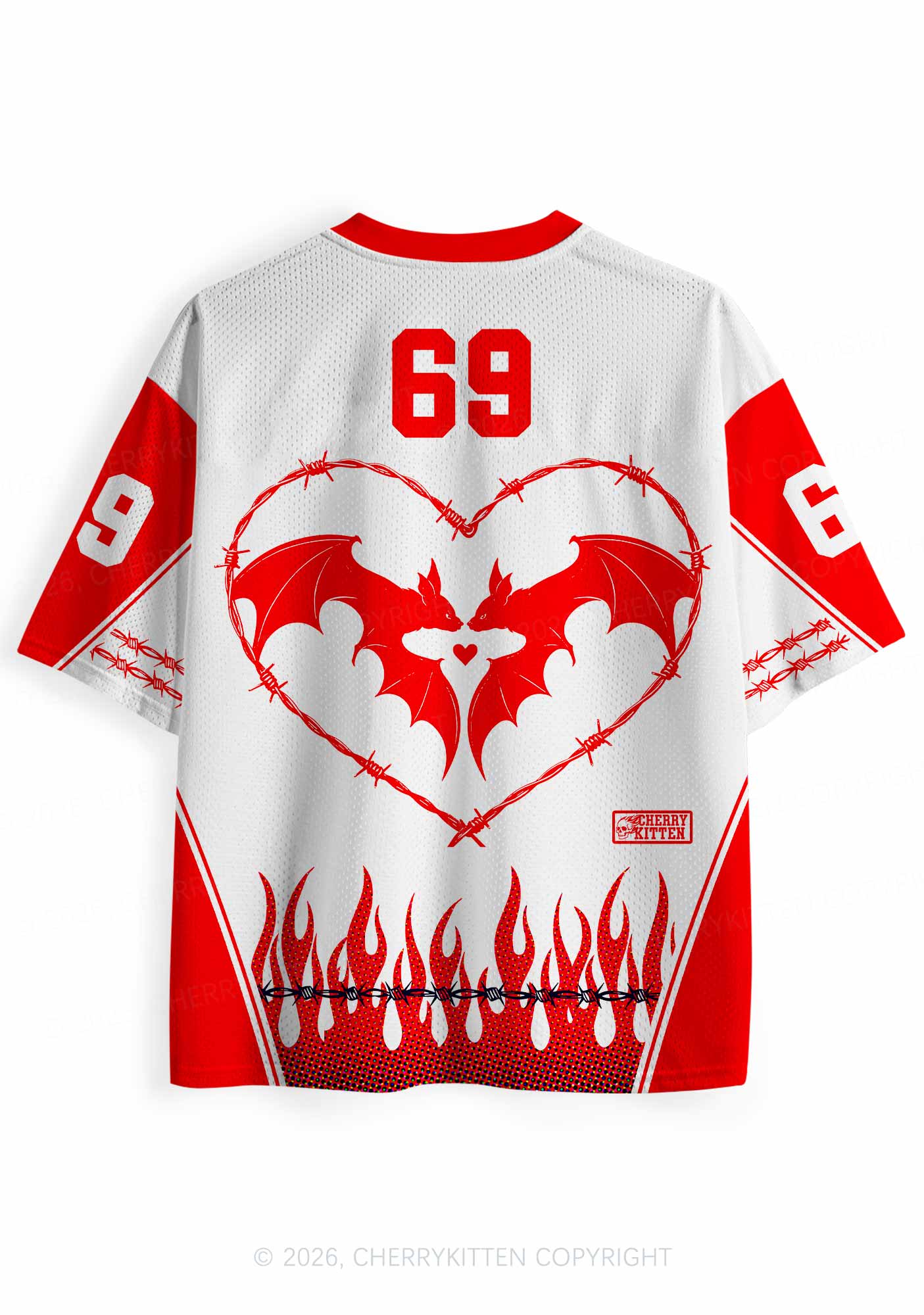 Halloween Bat Heart Thorns Y2K Sport Jersey Shirts Cherrykitten