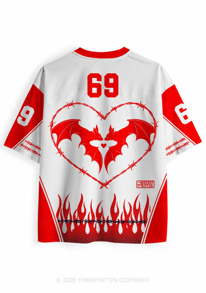 Halloween Bat Heart Thorns Y2K Sport Jersey Shirts Cherrykitten
