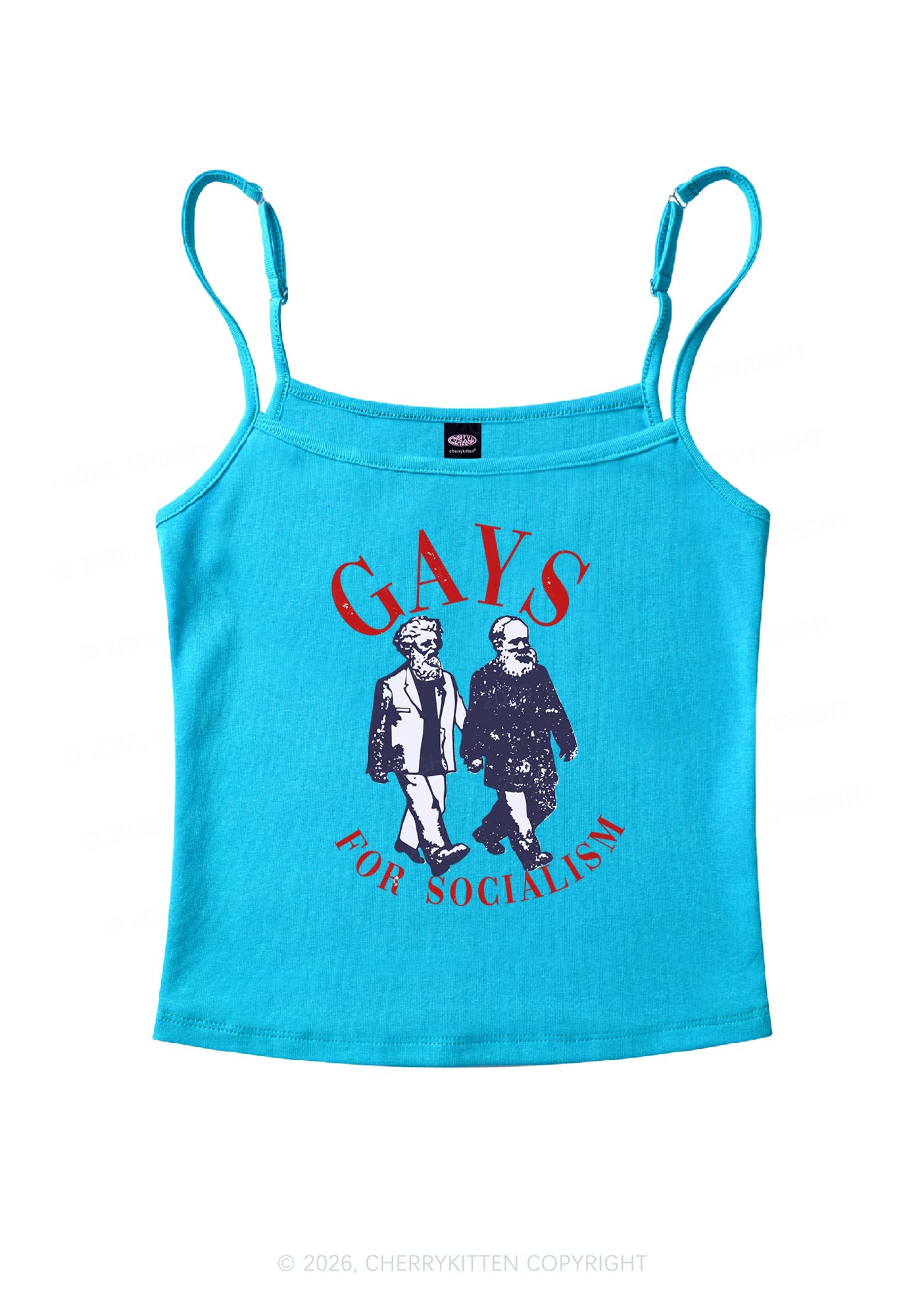 Gays For Socialism Pride Y2K Spaghetti Strap Cami Cherrykitten