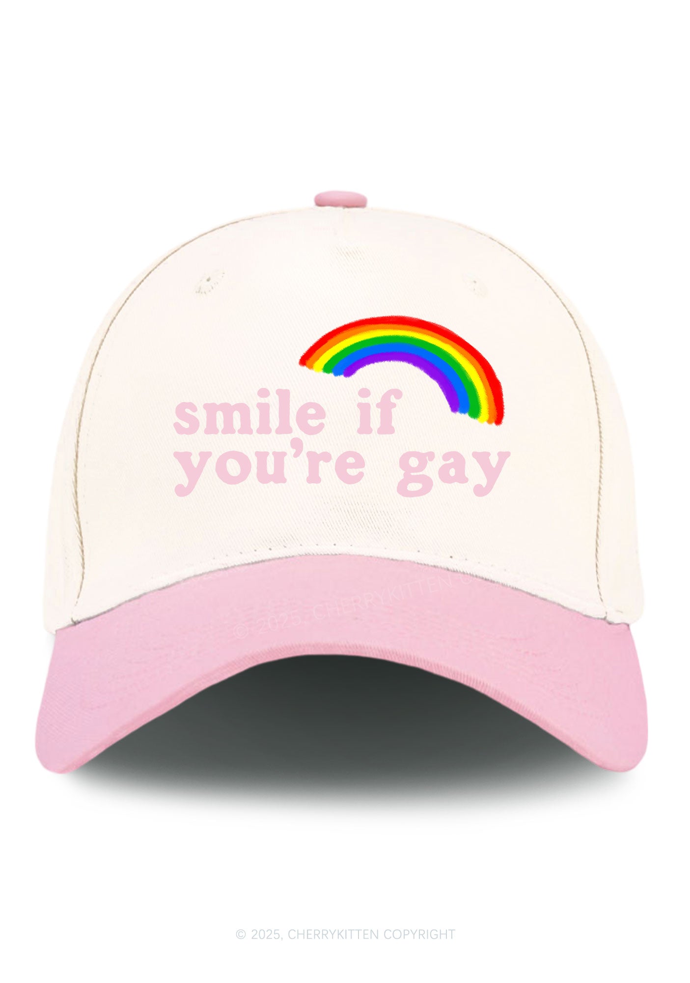 Rainbow Smile If You're Gay Pride Y2K Color Block Baseball Cap Cherrykitten