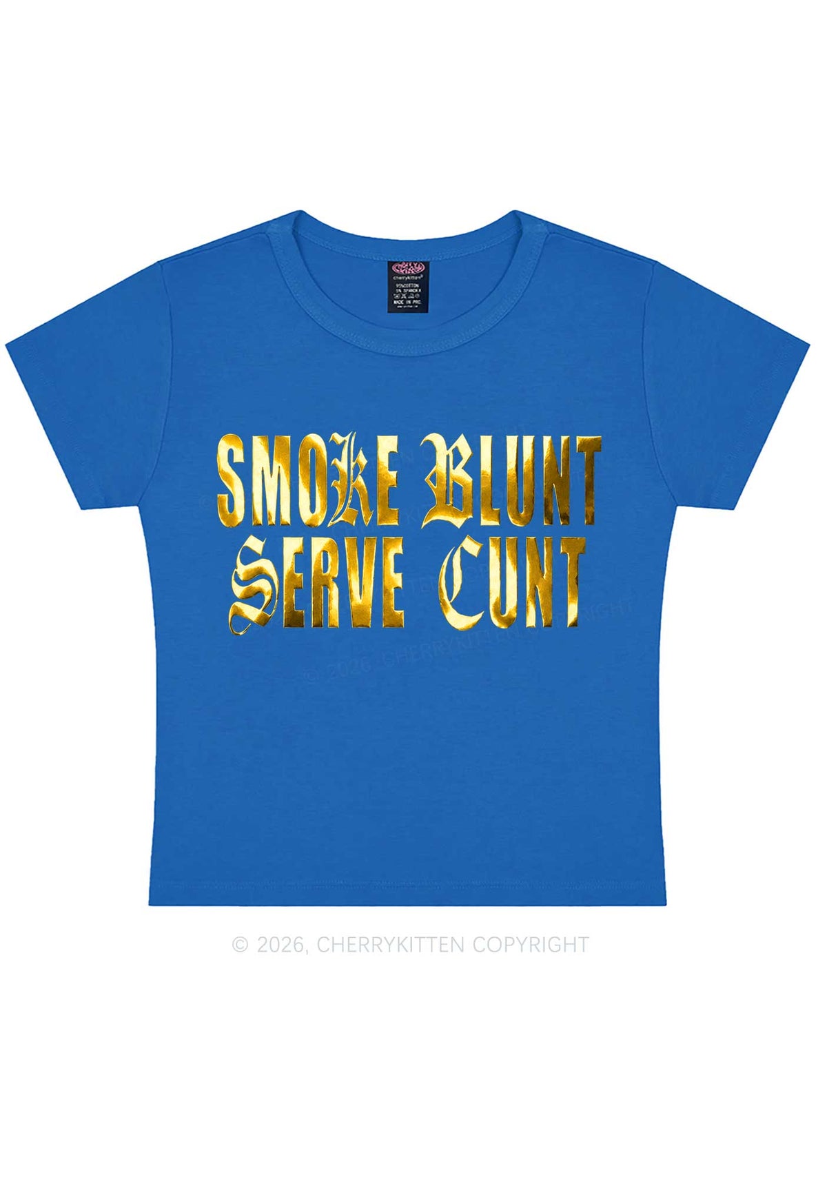 Smoke Blunt Silver Foil Printed Y2K Baby Tee Cherrykitten