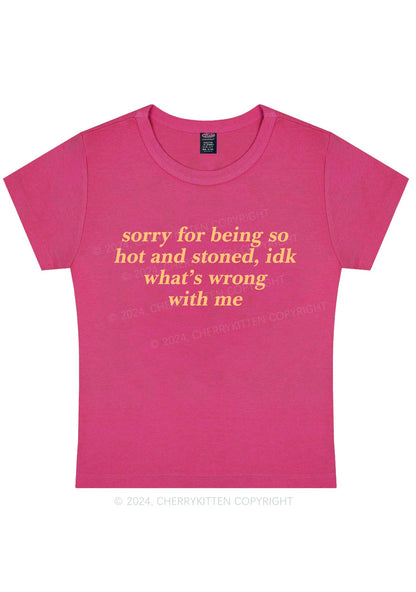 Sorry For Being Hot And Stoned Y2K Baby Tee Cherrykitten