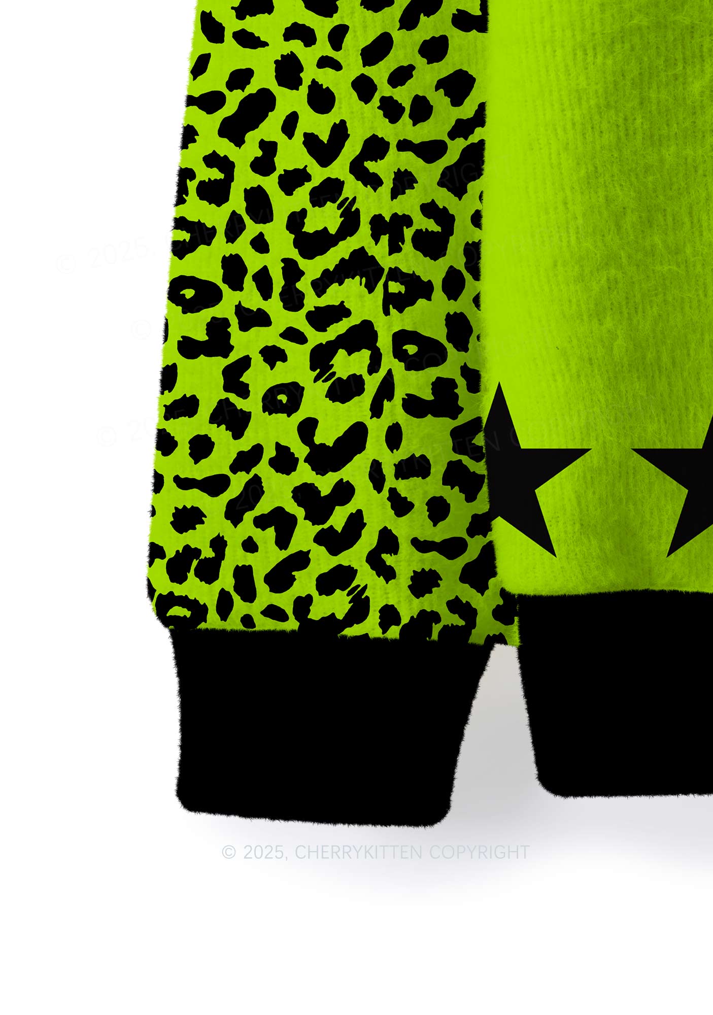 Green Brat Star Y2K Christmas Knit Sweatshirt Cherrykitten