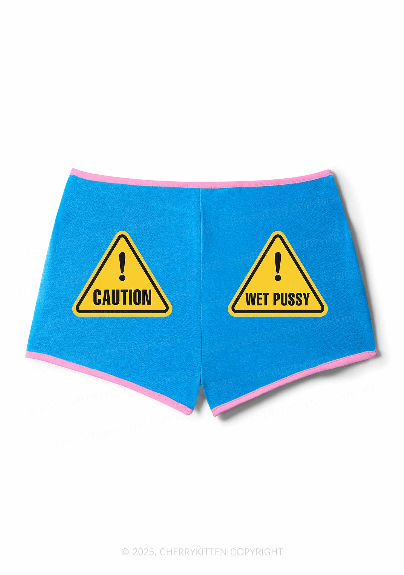 Caution Wet Puxxy Y2K Booty Shorts Cherrykitten