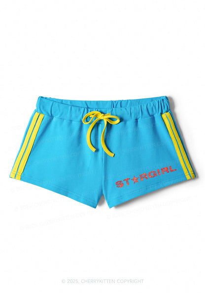 Rhinestone Red Stargirl Y2K Drawstring Mini Shorts Cherrykitten