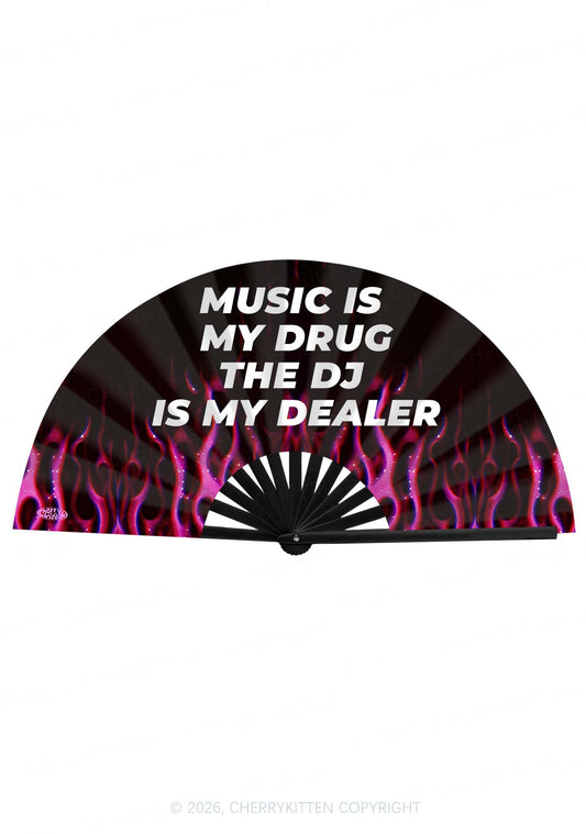 Music Is My Drxg Y2K Rave Hand Fan Cherrykitten