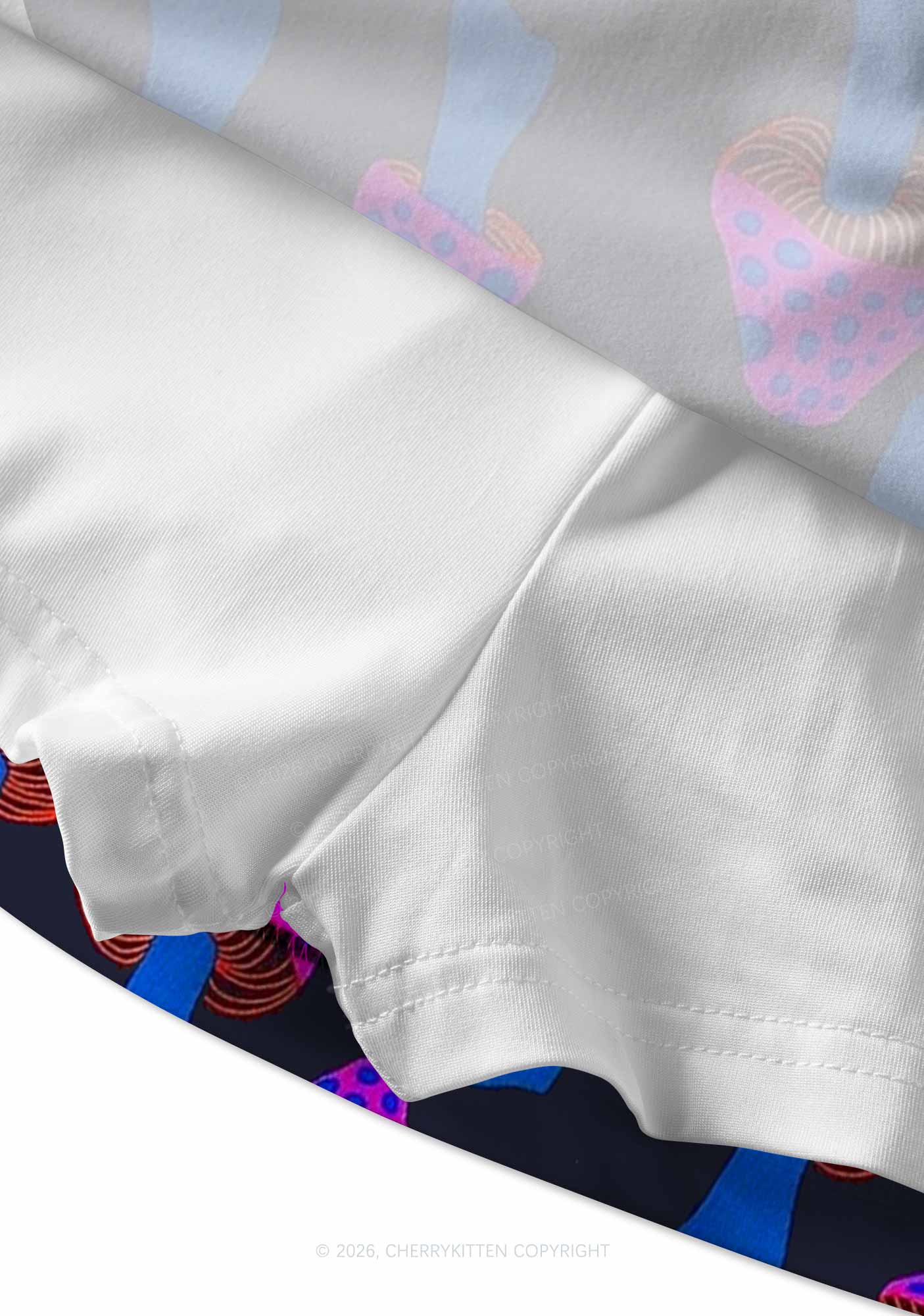 Blue Mushroom Y2K Print Mini Skirt Cherrykitten