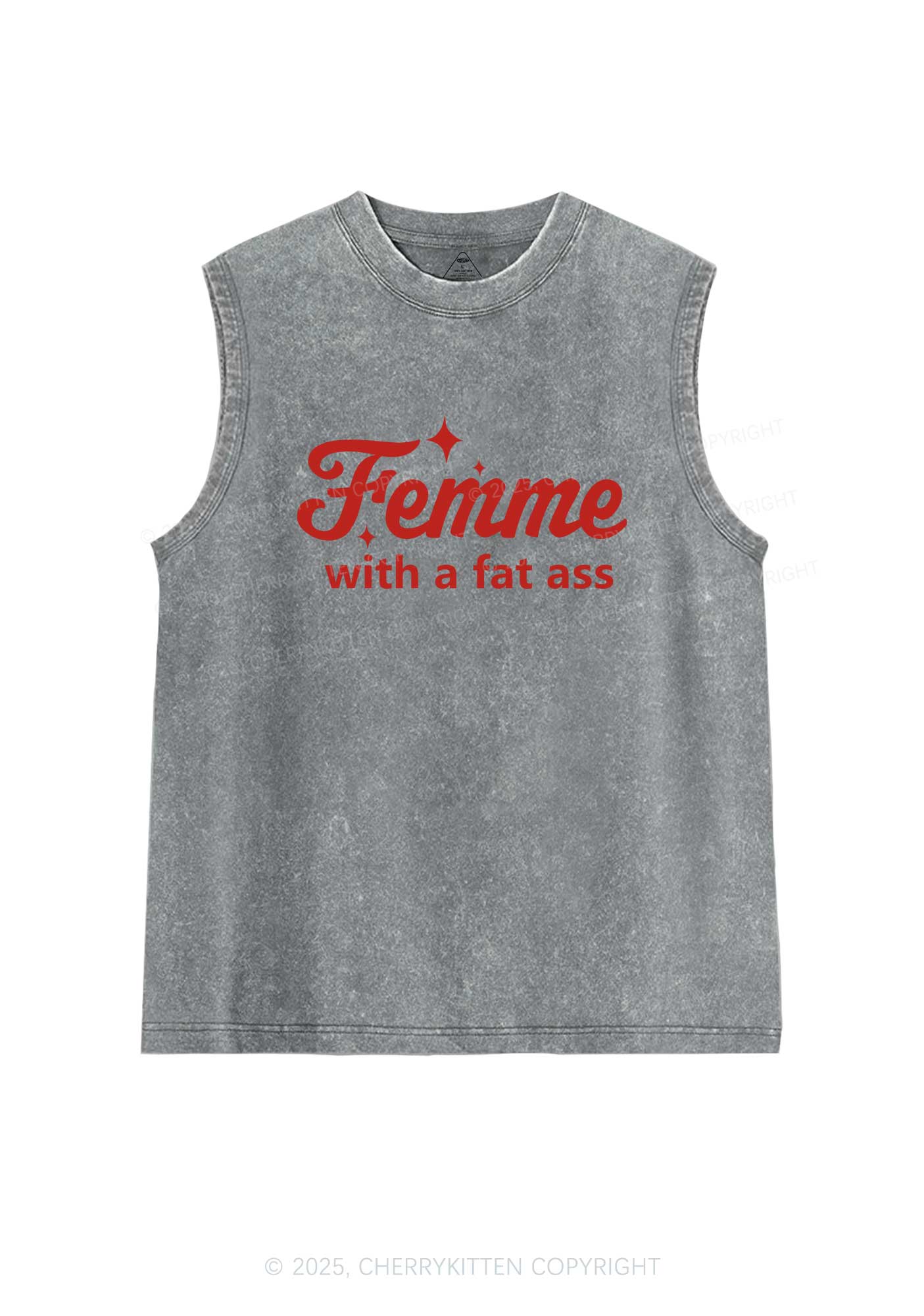 Femme With Fat Axx Pride Y2K Washed Muscle Tank Cherrykitten