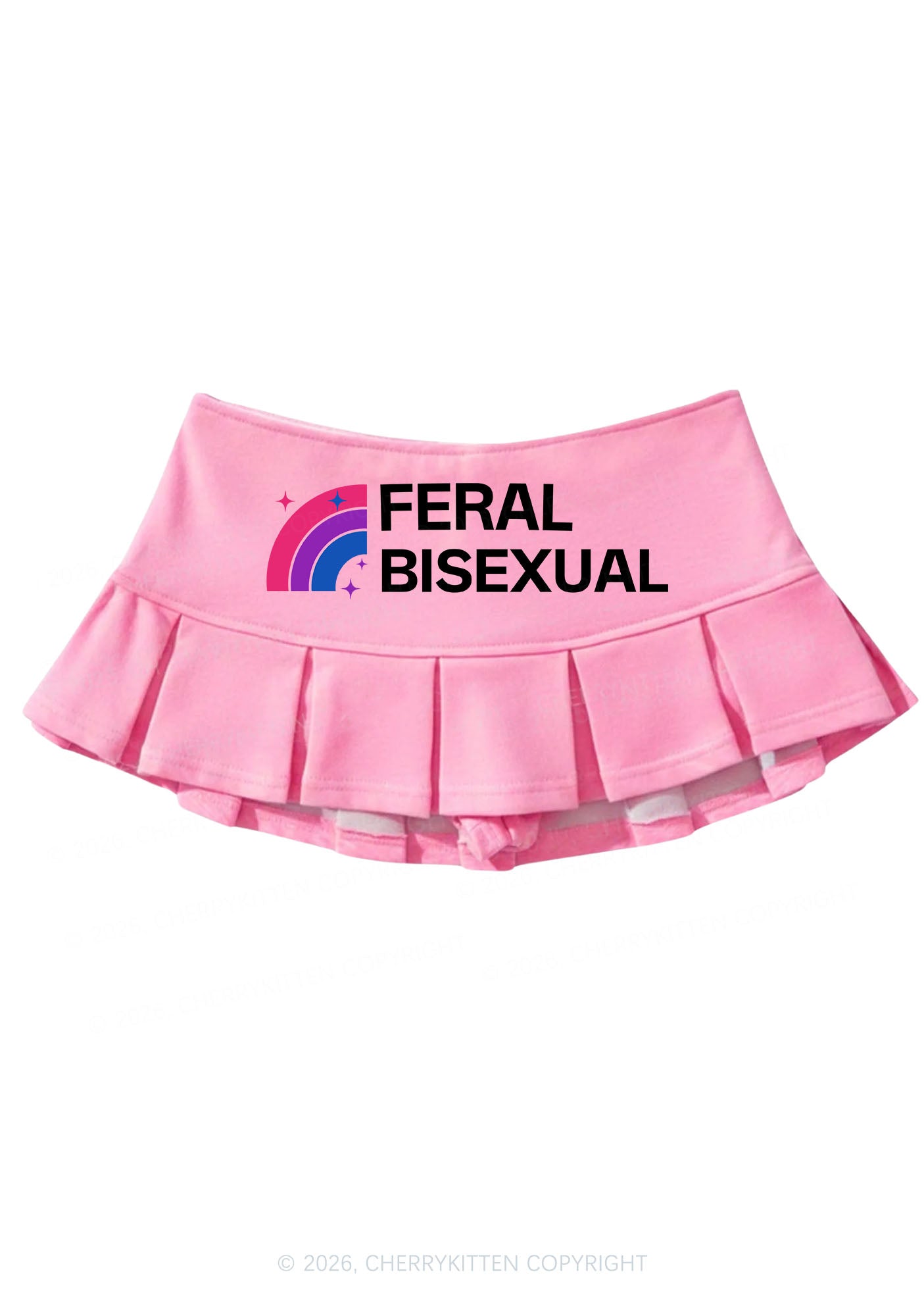 Feral Bisexual Pride Y2K Mini Pleated Skirts Cherrykitten