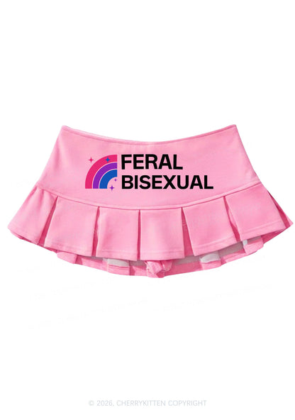 Feral Bisexual Pride Y2K Mini Pleated Skirts Cherrykitten