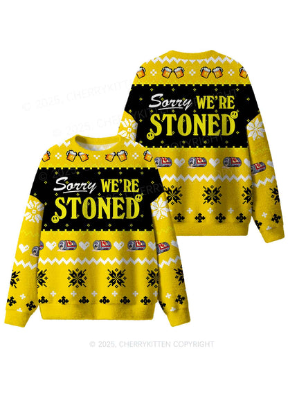 Sorry We Are Stoned Y2K Christmas Knit Sweatshirt Cherrykitten