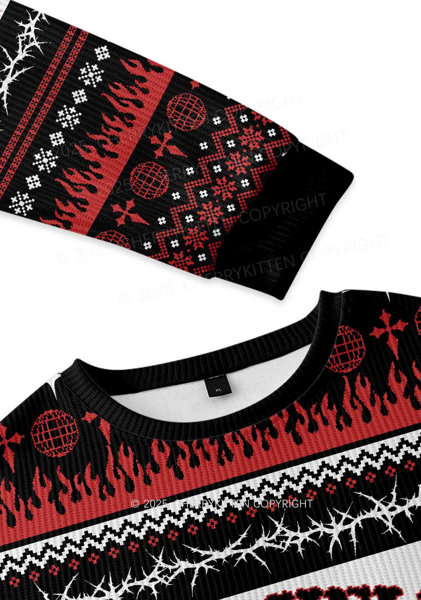 From Hell With Love Y2K Knit Sweatshirt Cherrykitten