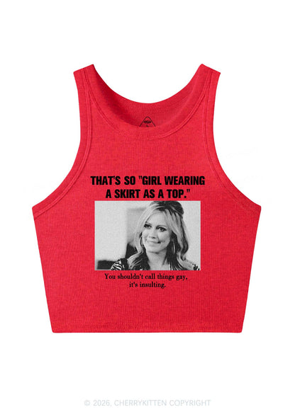 Girl Wearing A Skirt As A Top Y2K Crop Tank Top Cherrykitten