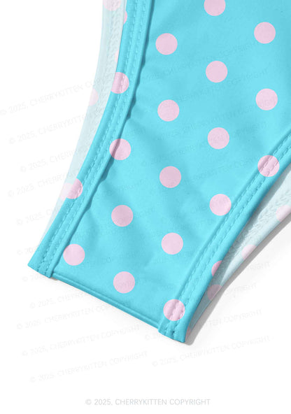 Blue And Pink Dots Y2K Print Bikini Set Cherrykitten