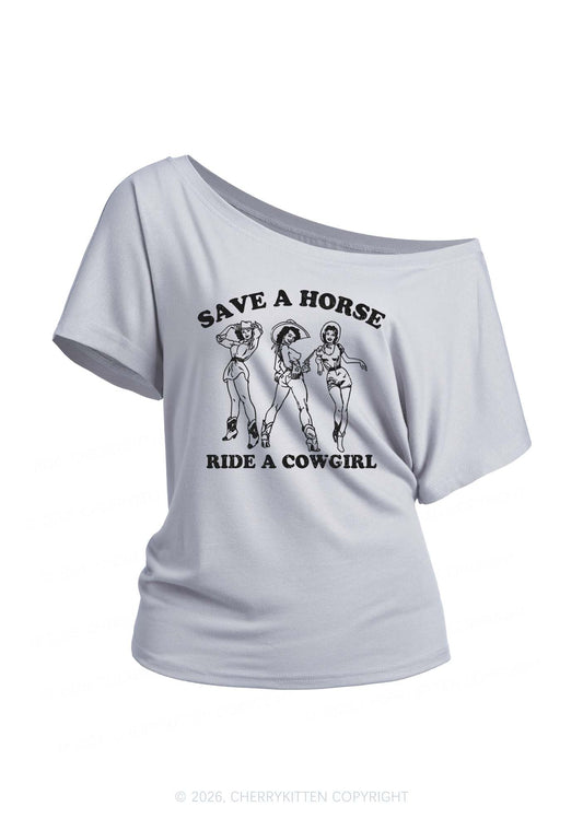 Ride A Cowgirl Pride Y2K Off Shoulder Tee Cherrykitten