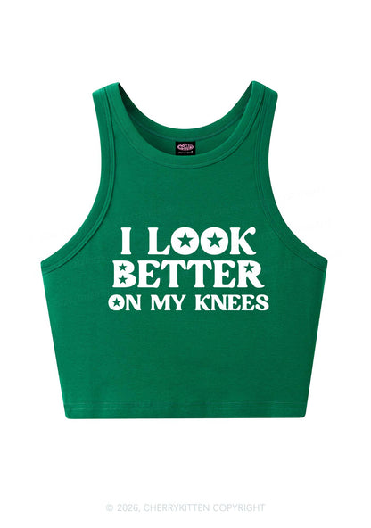 I Look Better On My Knees Y2K Crop Tank Top Cherrykitten