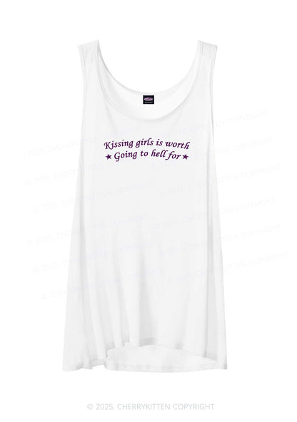 Kissing Girls is Worth Pride Y2K Sheer Boyfriend Tank Cherrykitten