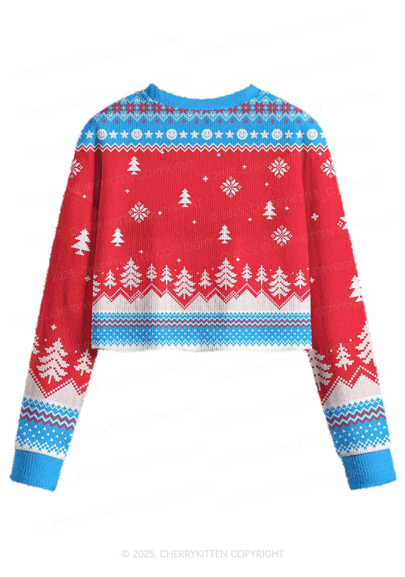 I Support A Mans Right Y2K Christmas Crop Knit Sweatshirt Cherrykitten