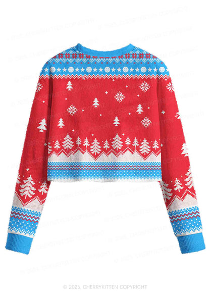 I Support A Mans Right Y2K Christmas Crop Knit Sweatshirt Cherrykitten