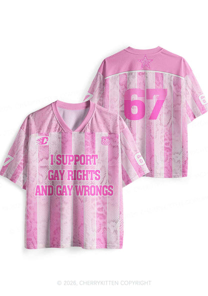 Pink I Support Gay Rights Pride Y2K Sport Jersey Shirts Cherrykitten