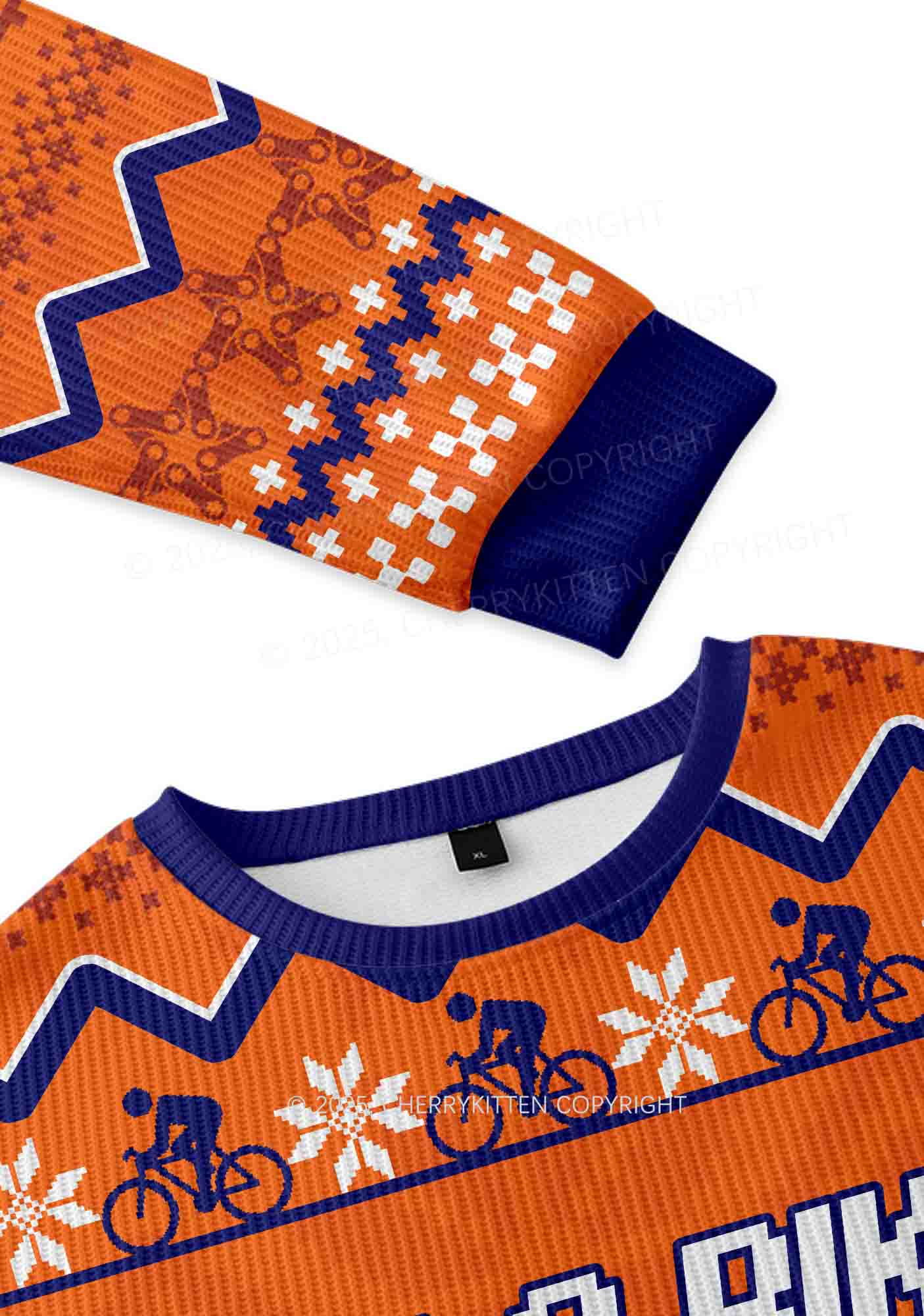Save Bike Ride Biker Y2K Christmas Knit Sweatshirt Cherrykitten