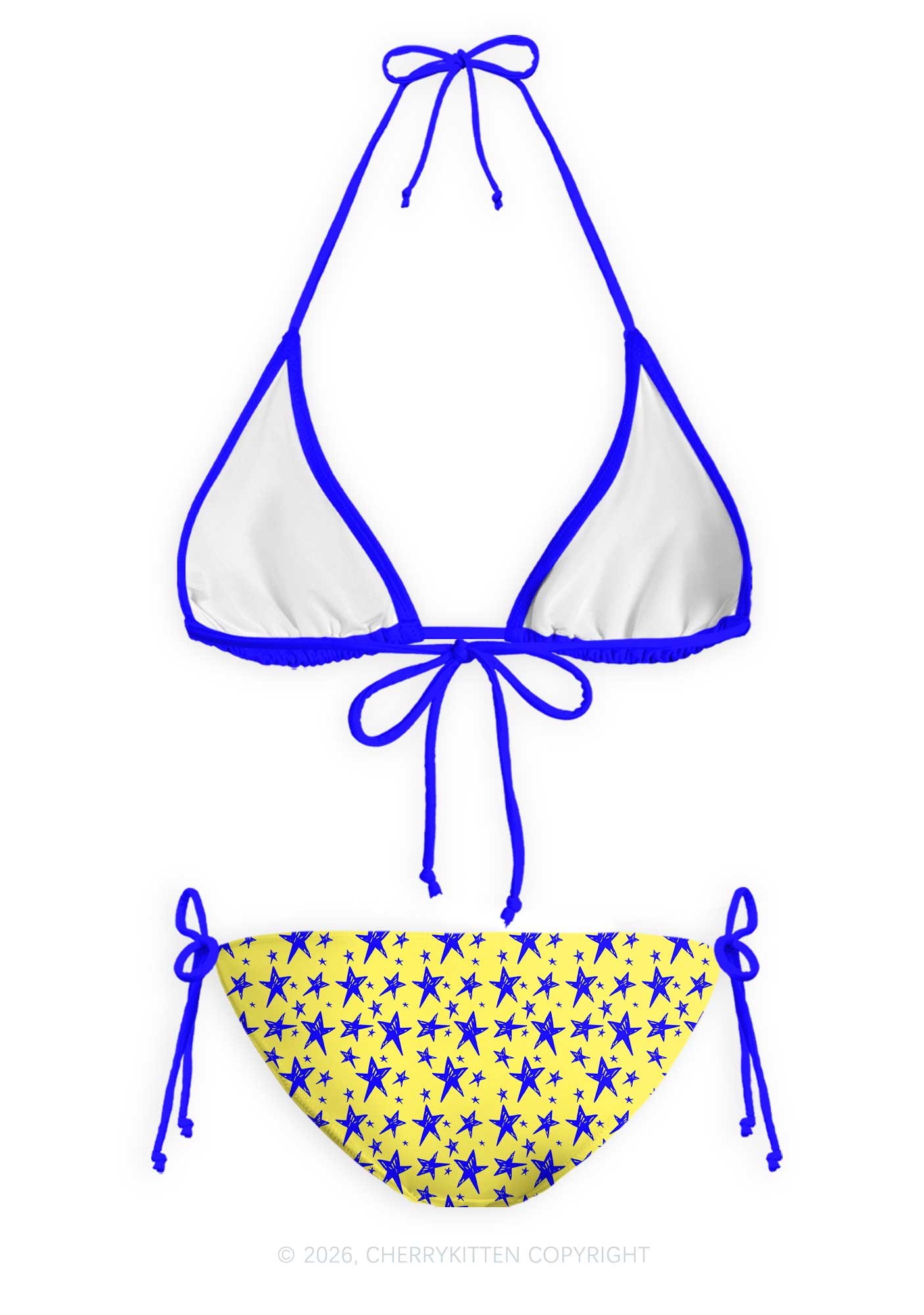 Whos A Good Boy Blue Stars Y2K Print Bikini Set Cherrykitten