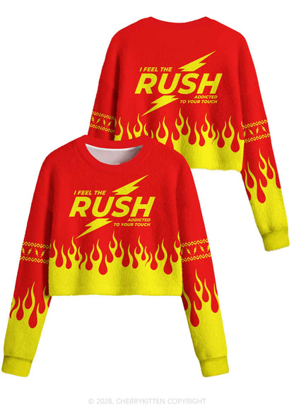 I Feel The Rush Y2K Crop Knit Sweatshirt Cherrykitten