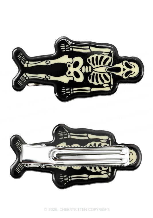 Halloween Skeleton Y2K Acrylic Duckbill Hair Clips Cherrykitten