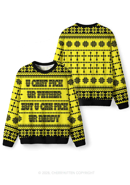 U Can Pick Ur Daddy Y2K Christmas Knit Sweatshirt Cherrykitten