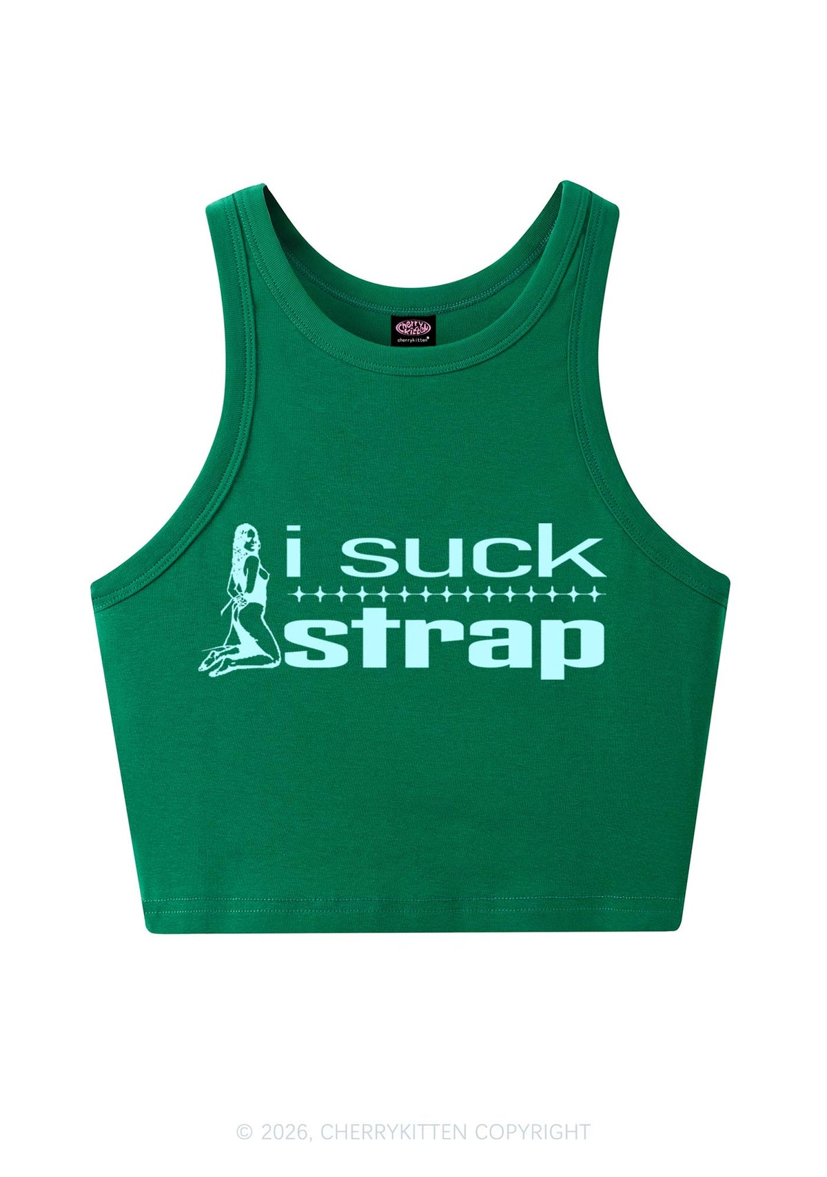 I Suck Strap Y2K Crop Tank Top Cherrykitten