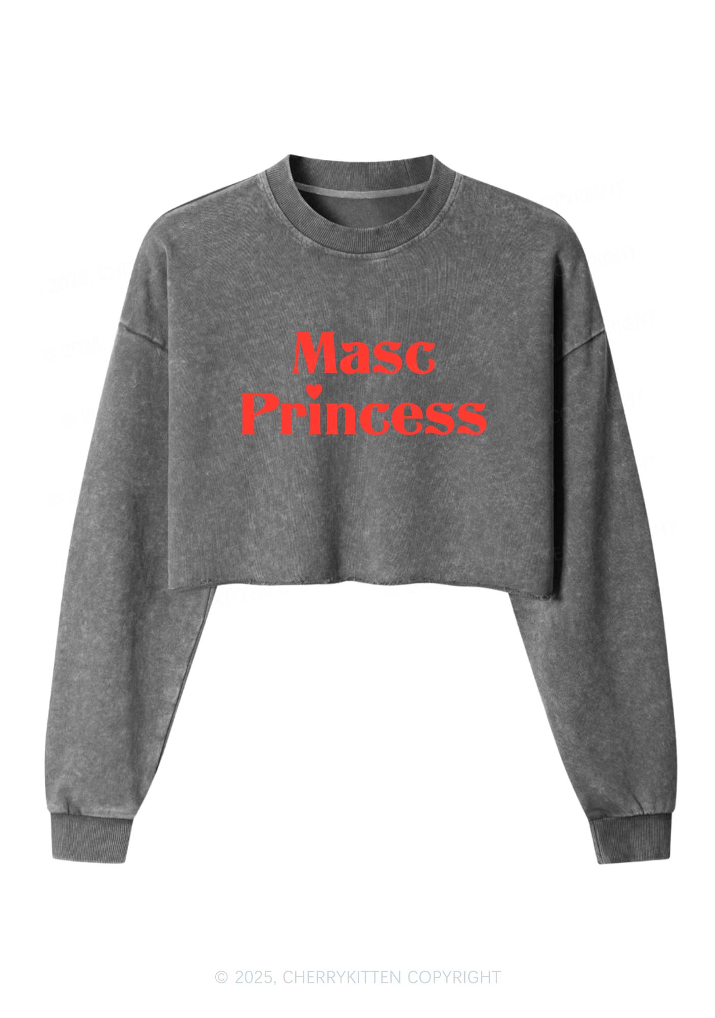 Masc Princess Pride Y2K Crop Washed Sweatshirts Cherrykitten