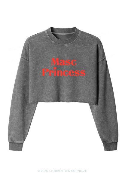 Masc Princess Pride Y2K Crop Washed Sweatshirts Cherrykitten