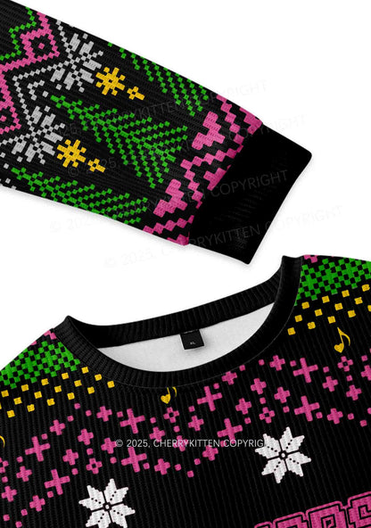 Ride A DJ Y2K Christmas Knit Sweatshirt Cherrykitten